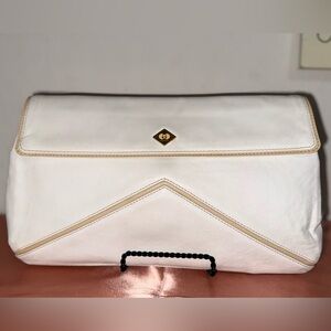 Vintage Authentic Gucci Envelope Clutch Ivory Leather | COA | Italy